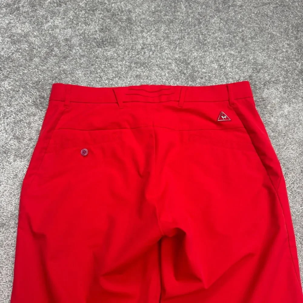 Le Coq Sportif Golf Collection Chino Pants Men 34x28 Red Flat Front Straight Leg